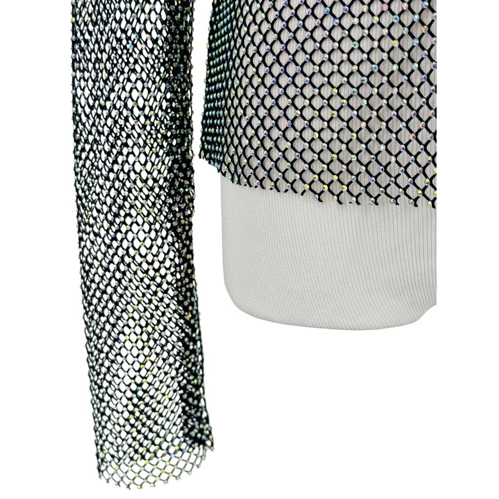 NWT Free People Rhinestone Sheer Mesh Scooped Back Top S| Sirencore Indie Sleaze - Picture 5 of 16